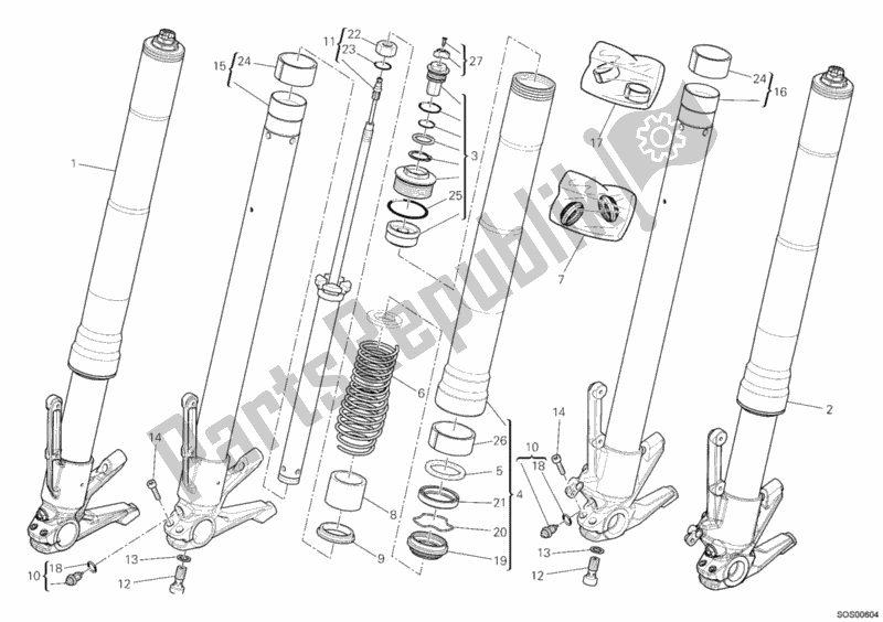 Todas las partes para 21a - Horquilla Delantera de Ducati Diavel White Stripe Thailand 1200 2014